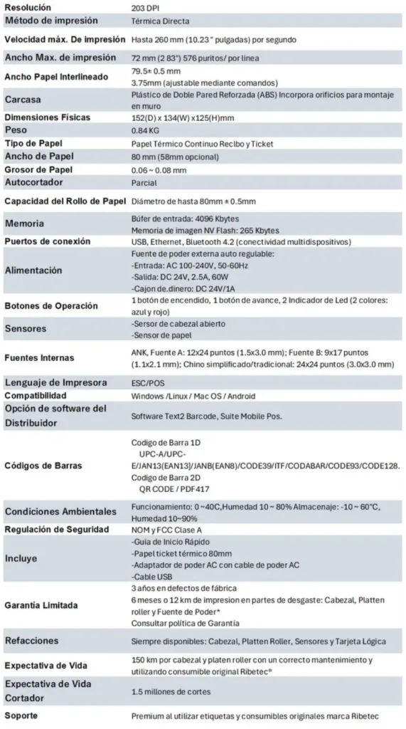 Ficha técnica RE-326BE